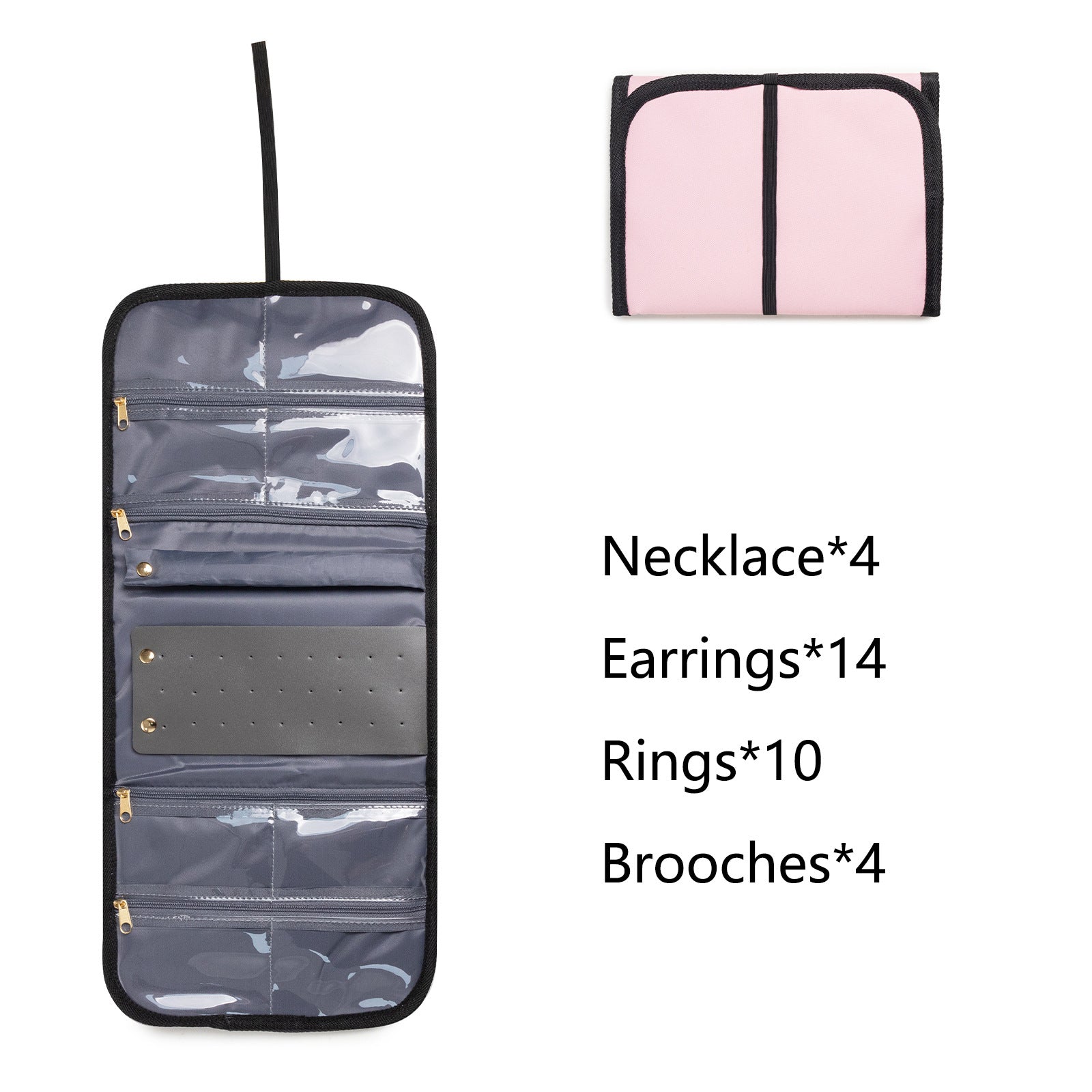 Large Capacity Travel Makeup Backpack with 5 Removable Organizer Cases & Jewelry Roll(pink) 8