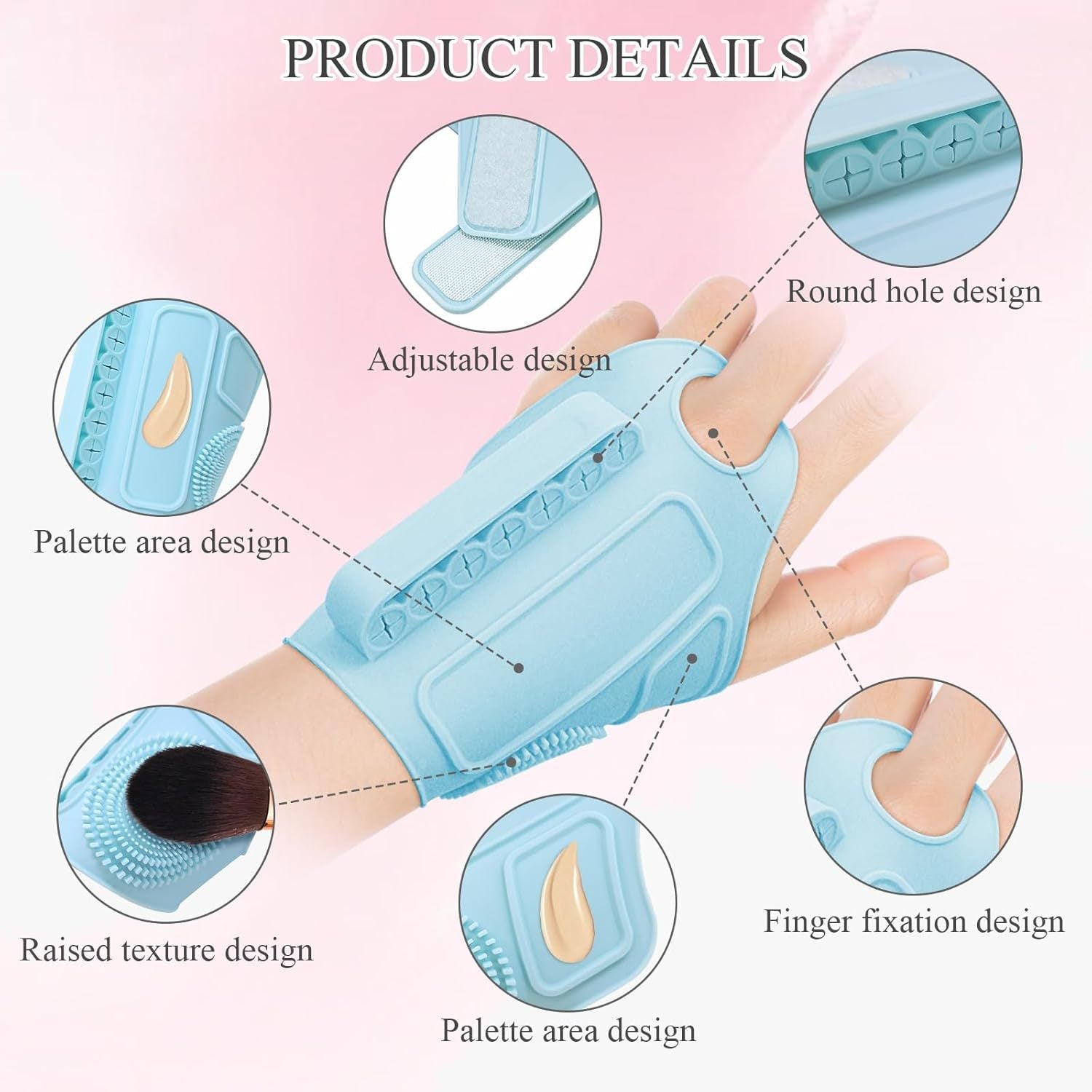 2pc Multi-Functional Silicone Makeup Artist Wristband - Wearable Palette, Brush Holder & Cleaner(blue) 3