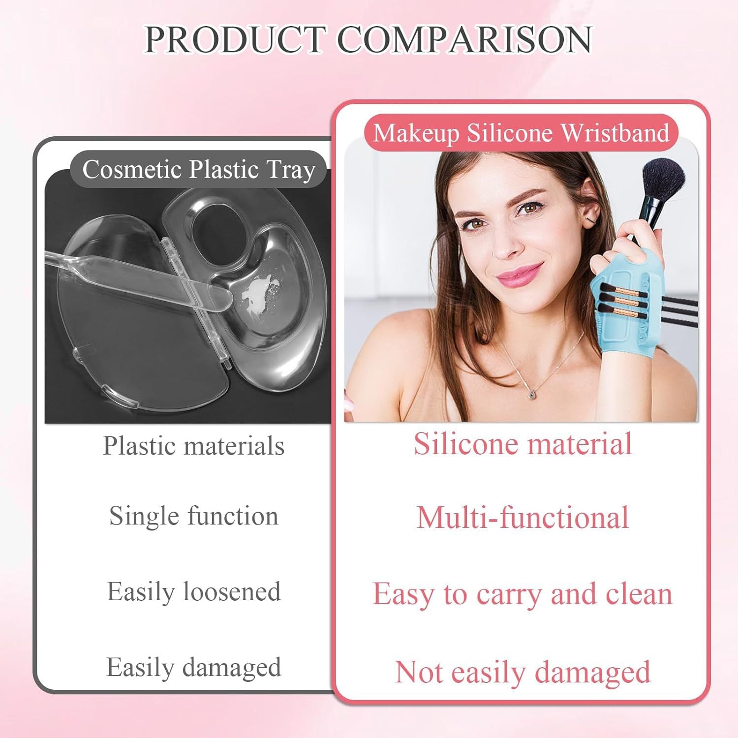 2pc Multi-Functional Silicone Makeup Artist Wristband - Wearable Palette, Brush Holder & Cleaner(blue) 4