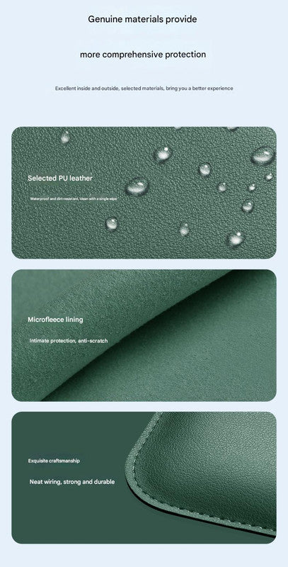 3-in-1 PU Leather Laptop Sleeve with Stand & Mouse Pad + Accessory Pouch(Dark Green) 8