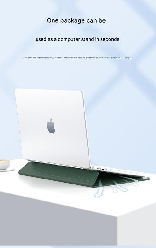 3-in-1 PU Leather Laptop Sleeve with Stand & Mouse Pad + Accessory Pouch(Dark Blue) 5