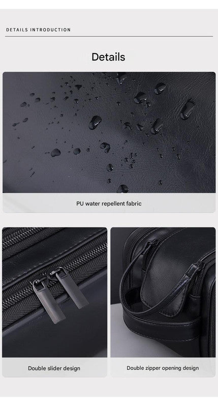 Large Capacity PU Leather Toiletry Bag - Multi-Compartment Dopp Kit & Cosmetic Organizer(black) 7
