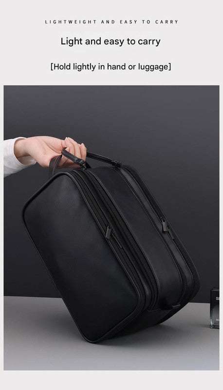 Large Capacity PU Leather Toiletry Bag - Multi-Compartment Dopp Kit & Cosmetic Organizer(Brown) 3