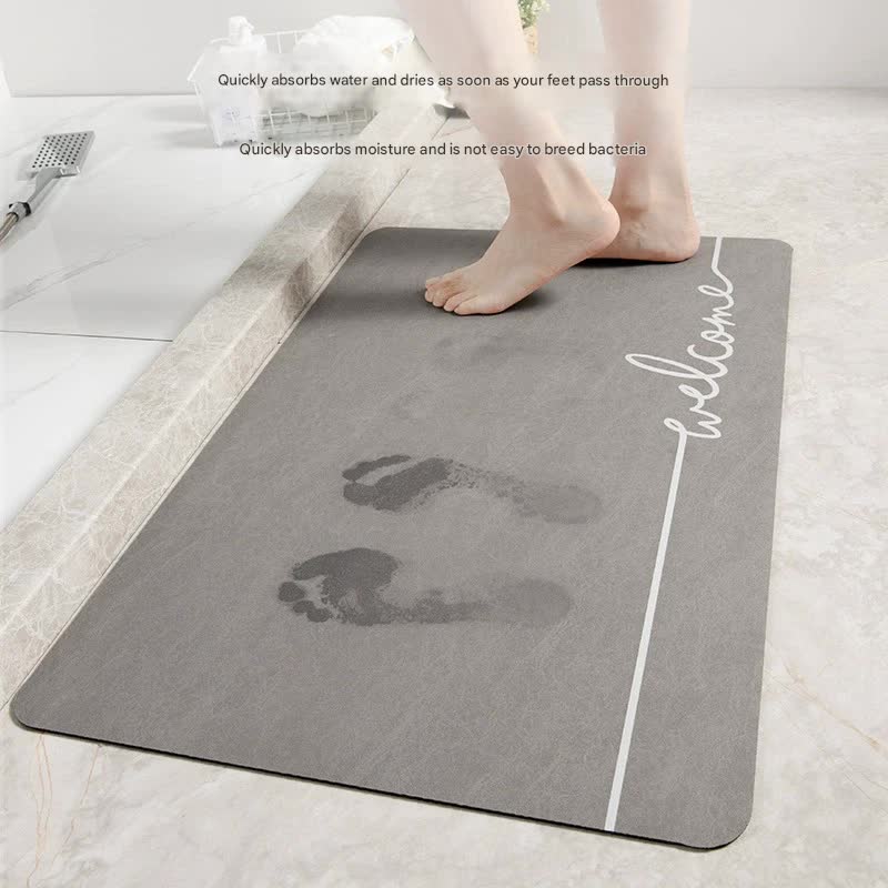 Super Absorbent Quick-Dry Diatomite Bath Mat - Non-Slip Suede Finish Bathroom Floor Mat(letter Gray ) 3