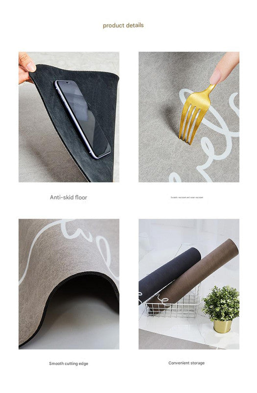 Super Absorbent Quick-Dry Diatomite Bath Mat - Non-Slip Suede Finish Bathroom Floor Mat(Letter Navy Blue) 4