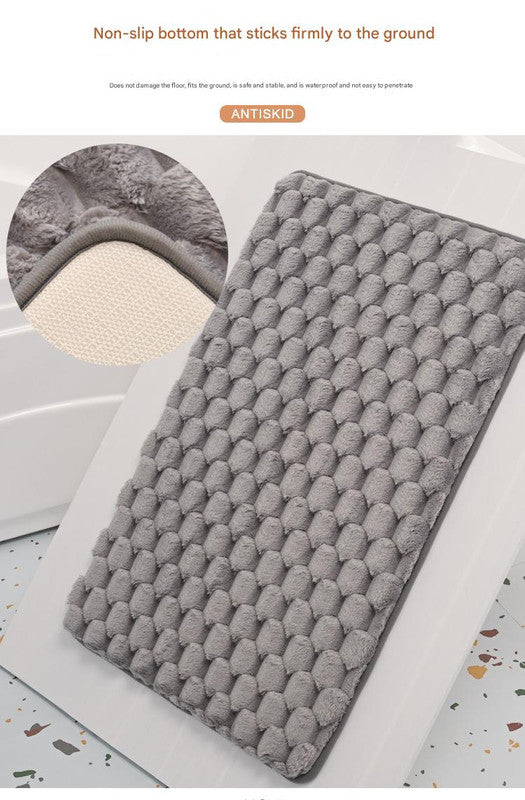 Plush Cobblestone Memory Foam Bath Mat - Super Absorbent, Non-Slip & Machine Washable(Pink 50*80㎝) 4