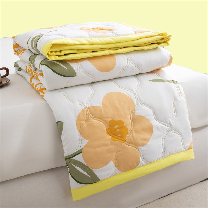 Lightweight Reversible Summer Quilt - Soft, Breathable & Machine Washable Comforter(150x200cm Fan Flower)