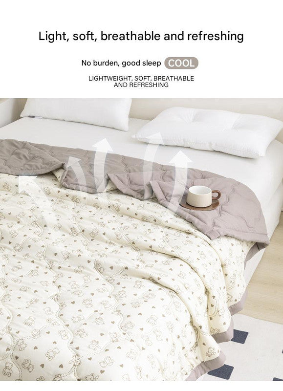 Lightweight Reversible Summer Quilt - Soft, Breathable & Machine Washable Comforter(150x200cm Full of Love)