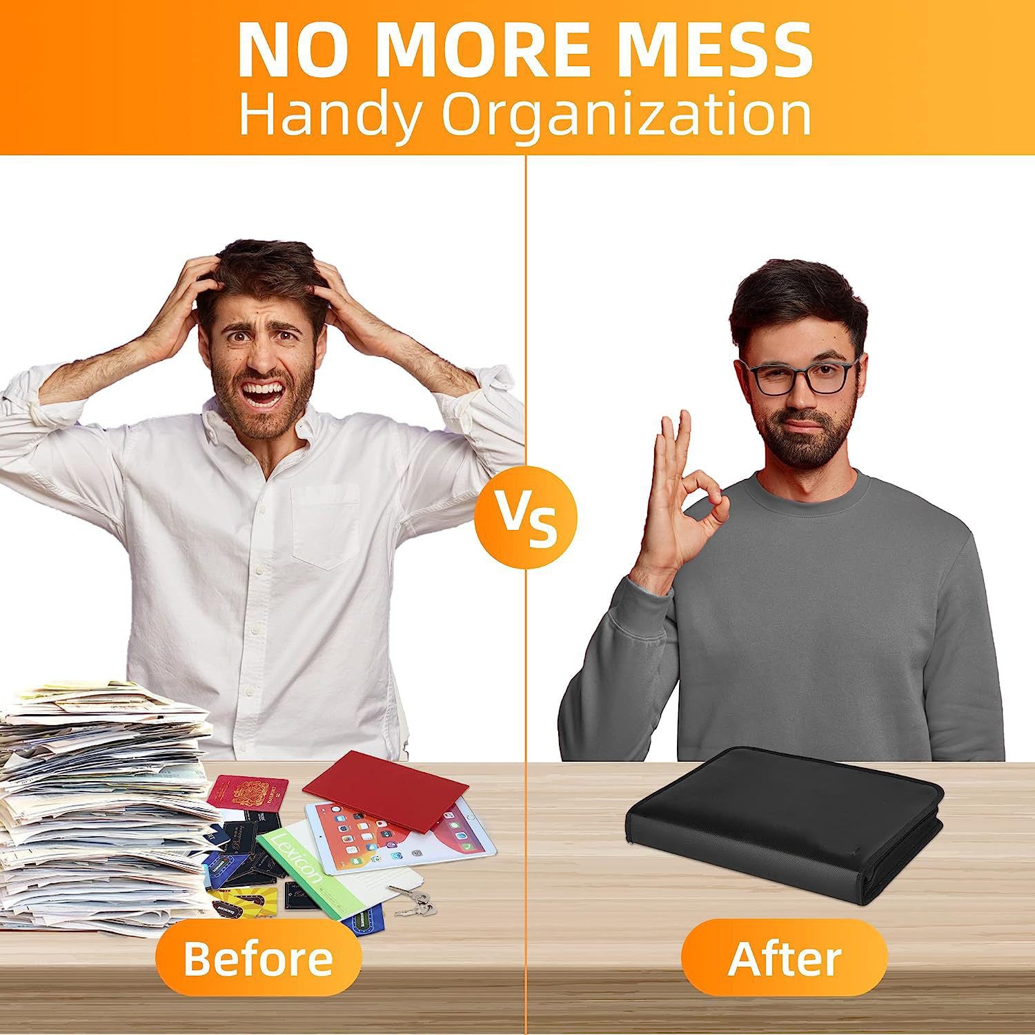 Fireproof & Waterproof Expanding File Folder Organizer with Zipper - Large Capacity Document Safe Bag(Silver zipper handle model) 3