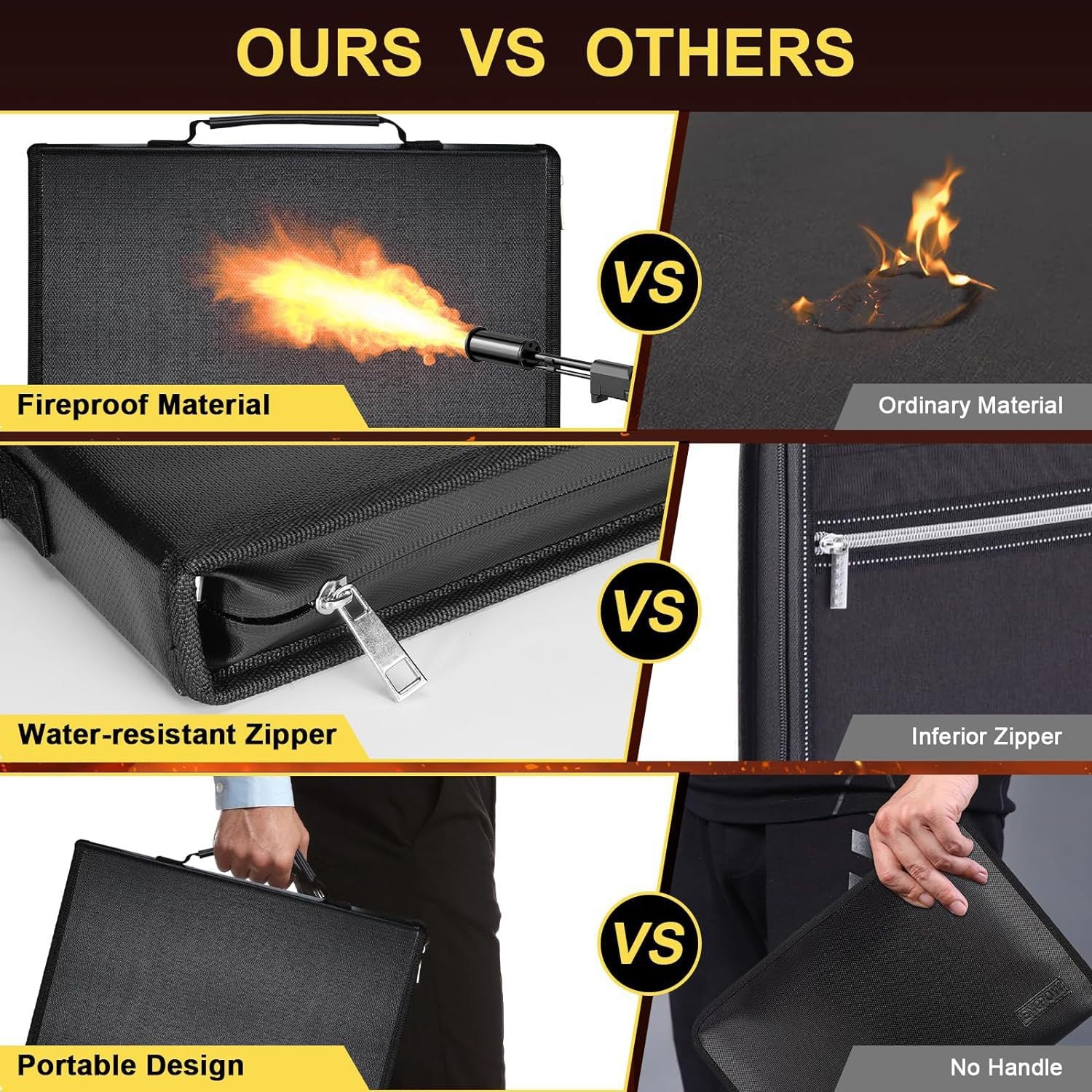 Fireproof & Waterproof Expanding File Folder Organizer with Zipper - Large Capacity Document Safe Bag(Silver zipper handle model) 5