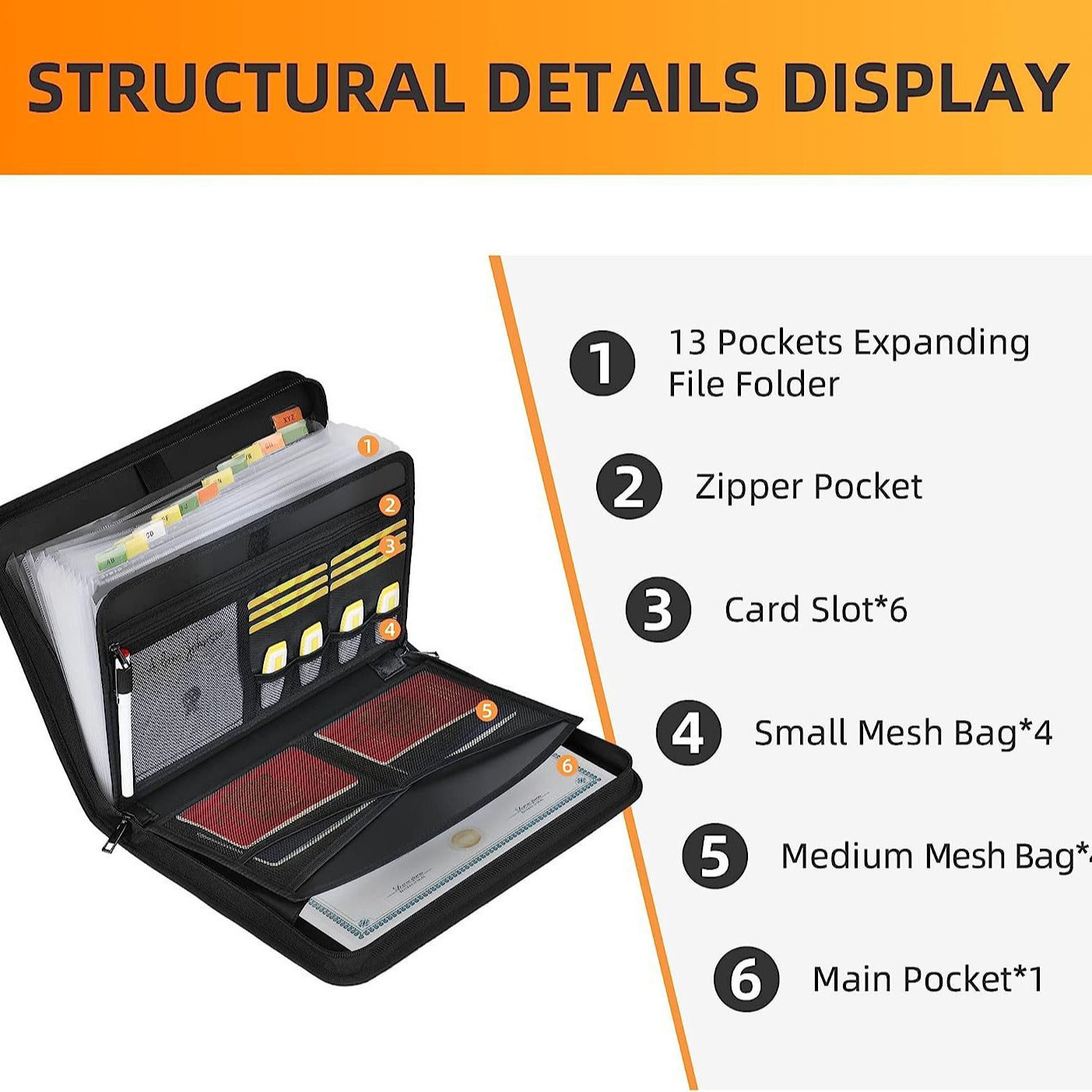 Fireproof & Waterproof Expanding File Folder Organizer with Zipper - Large Capacity Document Safe Bag(Silver zipper handle model) 9