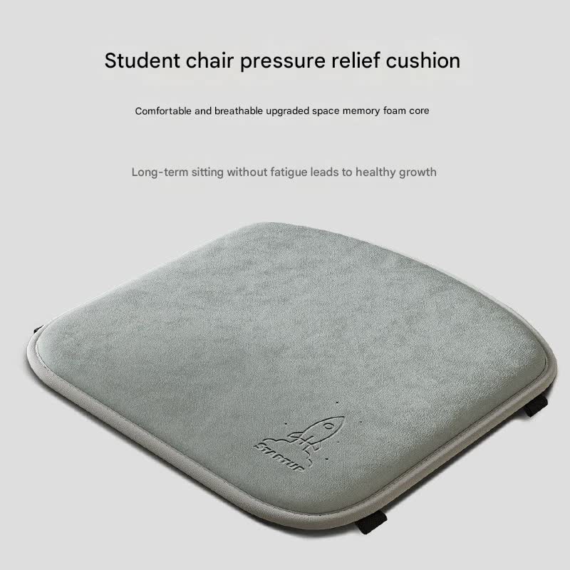 Memory Foam Student Seat Cushion - Pressure Relief, Non-Slip with Adjustable Straps for Healthy Posture(Rocket Gray 36x34cm)