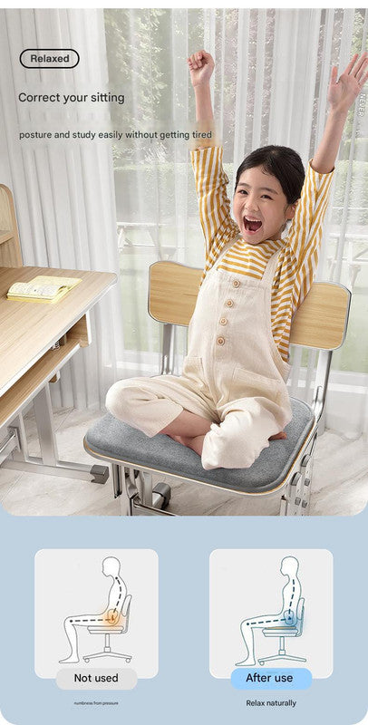 Memory Foam Student Seat Cushion - Pressure Relief, Non-Slip with Adjustable Straps for Healthy Posture(Rocket Blue 36x34cm) 6