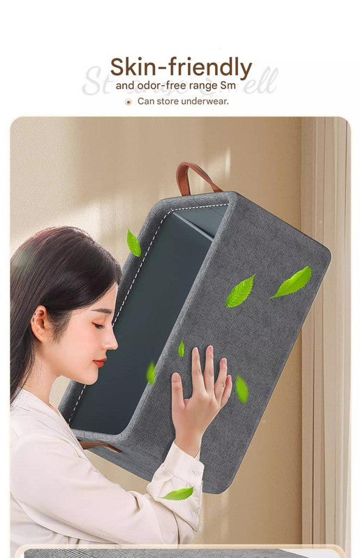 2pc Foldable Fabric Storage Bin with Steel Frame & Handles - 26L Stackable Closet Organizer(Grey) 6