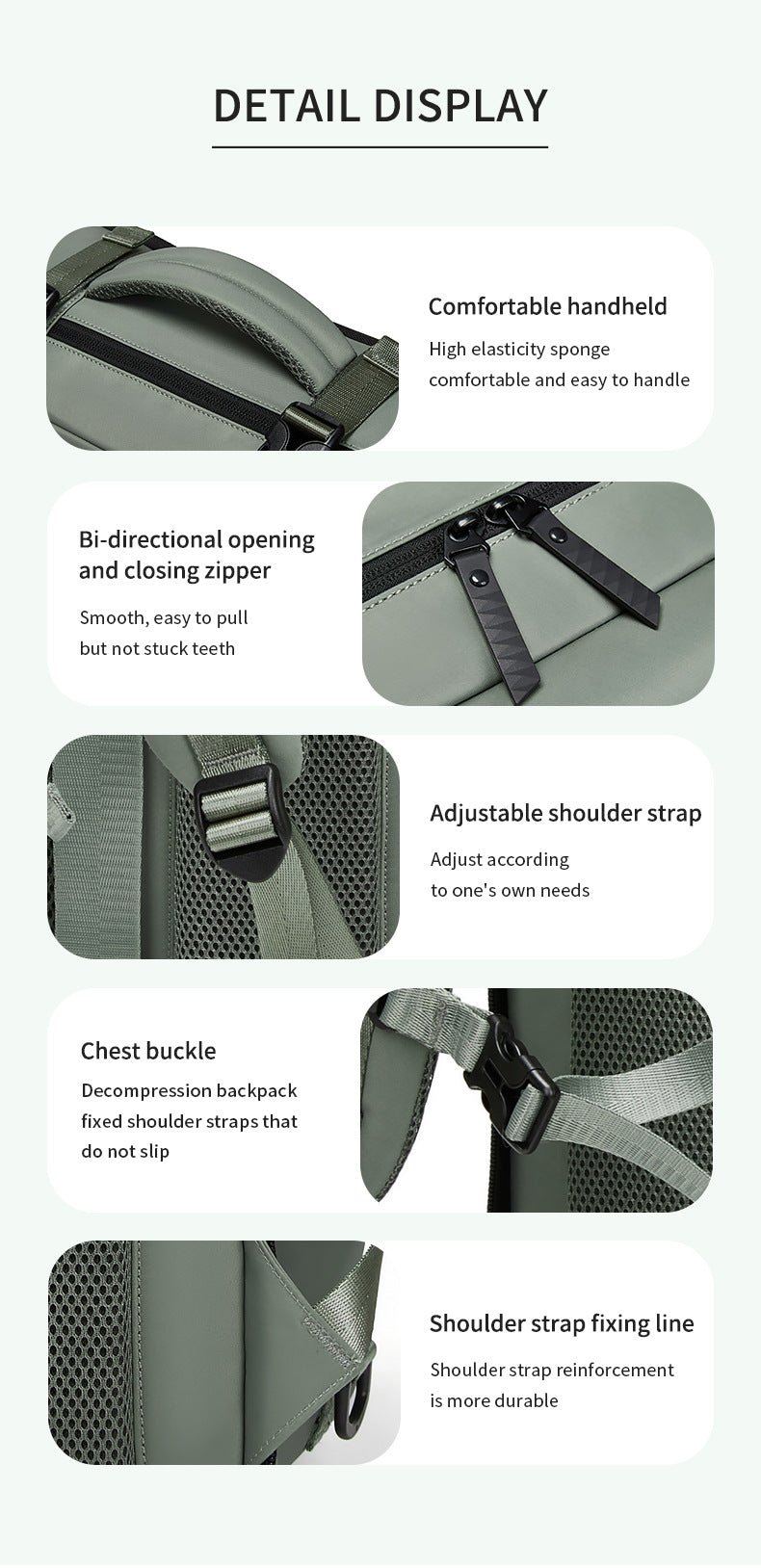 4-in-1 Convertible Travel Backpack & Briefcase - Large Capacity, 16" Laptop Compartment, USB Port(Green) 11