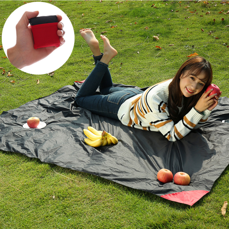 Grey (110*150cm) Compact Pocket Picnic Blanket - Waterproof & Sand-Proof Mat for Beach, Camping & Hiking 3