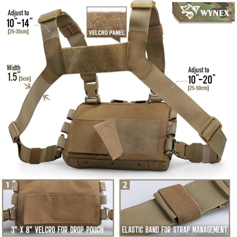 Green Minimalist Tactical Chest Rig - Lightweight Recon Pouch with Laser-Cut MOLLE & Quick-Release Buckles 4
