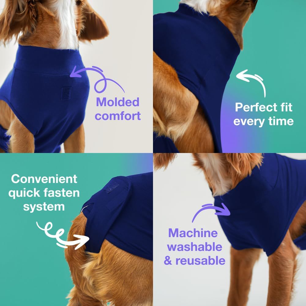 M/L Blue Premium Pet Physiological Suit - Comfortable & Breathable Bamboo Modal Recovery Suit