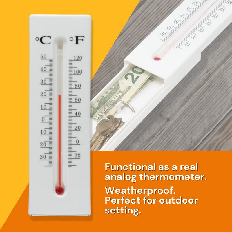 2-Pack Outdoor Fake Thermometer Diversion Safe - Hidden Key, Money, Medicine Hiding Box 3