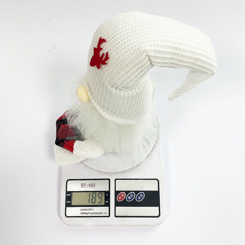 2-Pack Christmas Gnome Decorations - Red & White Long Leg Faceless Santa Elf Plush Ornaments 3