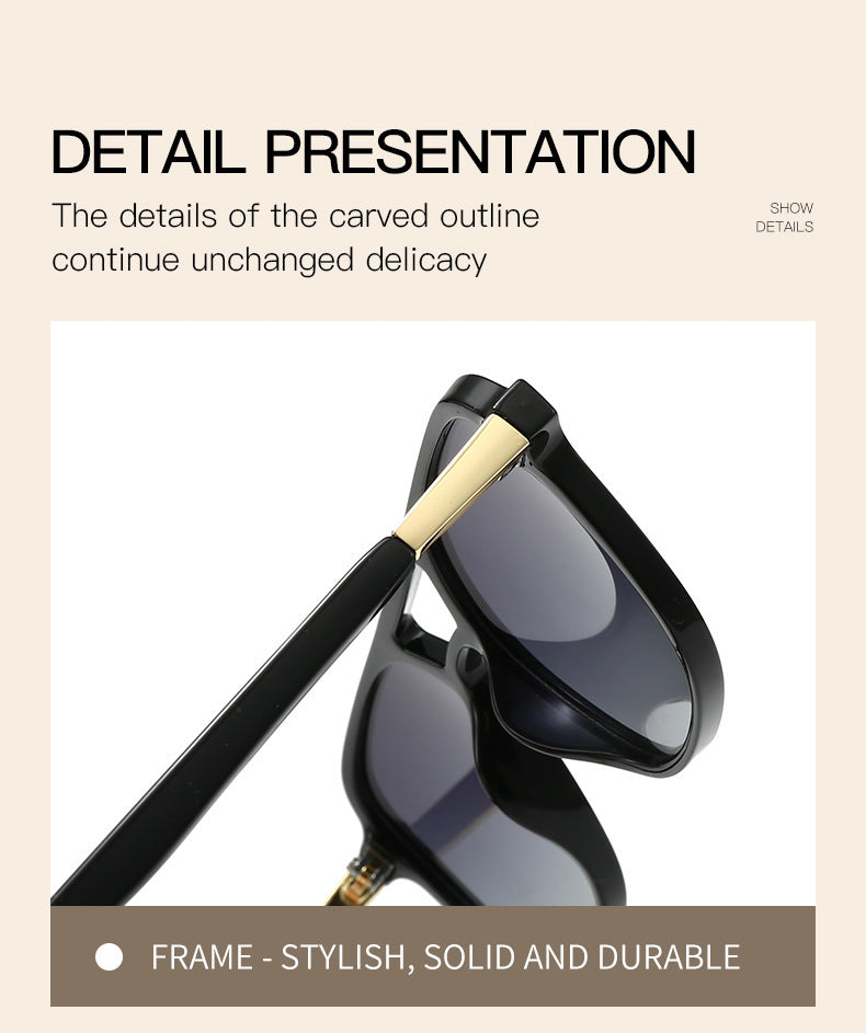 Black Frame with Translucent Pink Retro Double Bridge Square Frame Polarized Sunglasses - Driving Sun Protection Eyewear 4