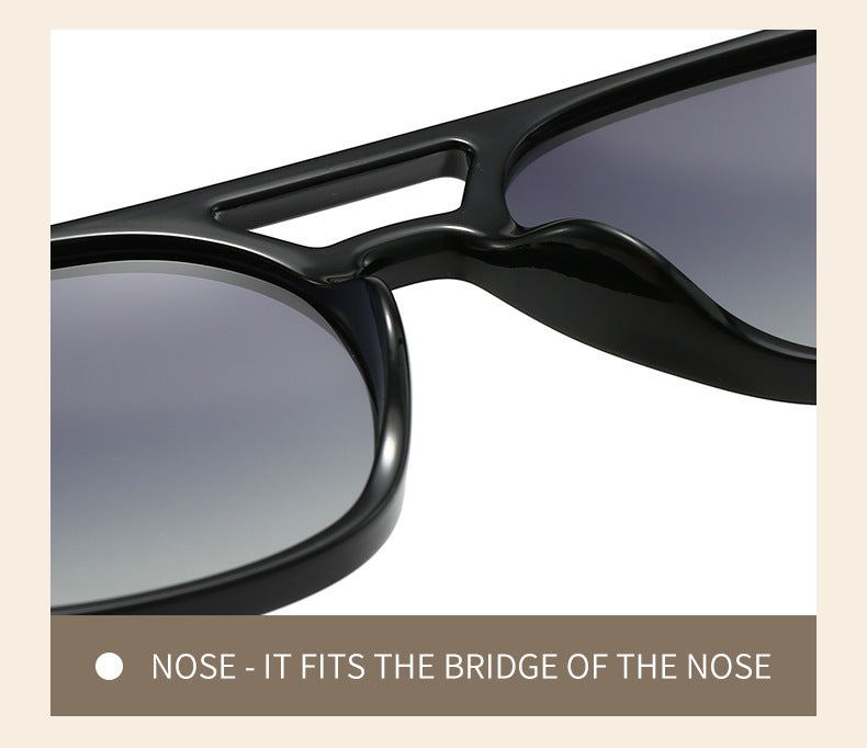 Black Frame with Translucent Pink Retro Double Bridge Square Frame Polarized Sunglasses - Driving Sun Protection Eyewear 5