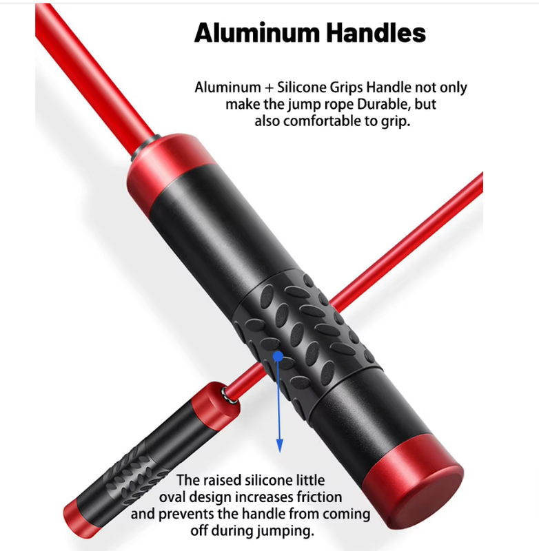 Red Weighted Jump Rope for Workout Fitness - Thick 9mm Cable for Intense Fitness, Strength & Cardio Workout 3