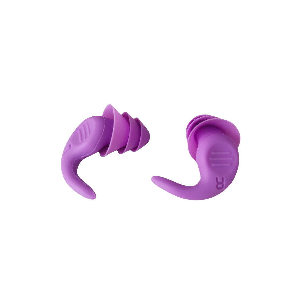 Purple 5-Pair Set Ergonomic Silicone Earplugs - Waterproof for Swimming, Reusable for Noise Cancelling Sleep