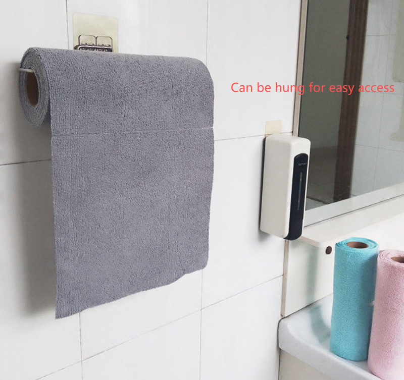 Grey 4-Roll Pack, 80 Sheets Reusable Tear-Off Microfiber Cleaning Cloths - Non-Stick Oil & Absorbent Kitchen Wipes 4