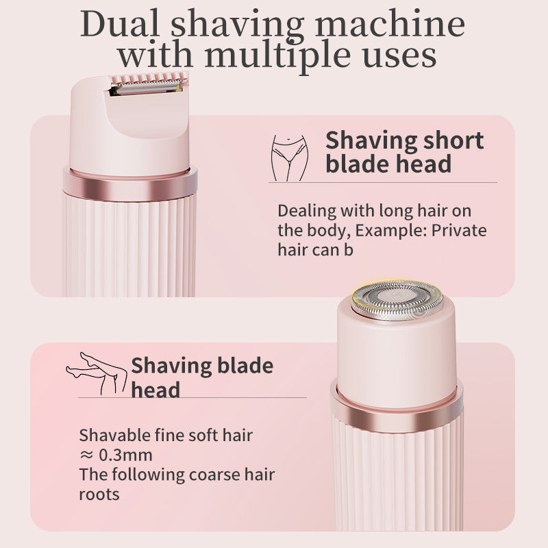 Pink Rechargeable 2-in-1 Electric Shaver for Women - Dual-Head Bikini Trimmer & Body Hair Remover 4