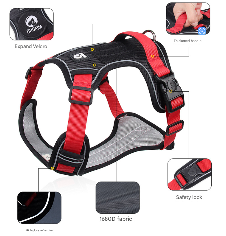 Blue XL Adjustable No-Pull Dog Harness and Leash Set - Reflective & Padded Vest for Medium to Large Dogs 4