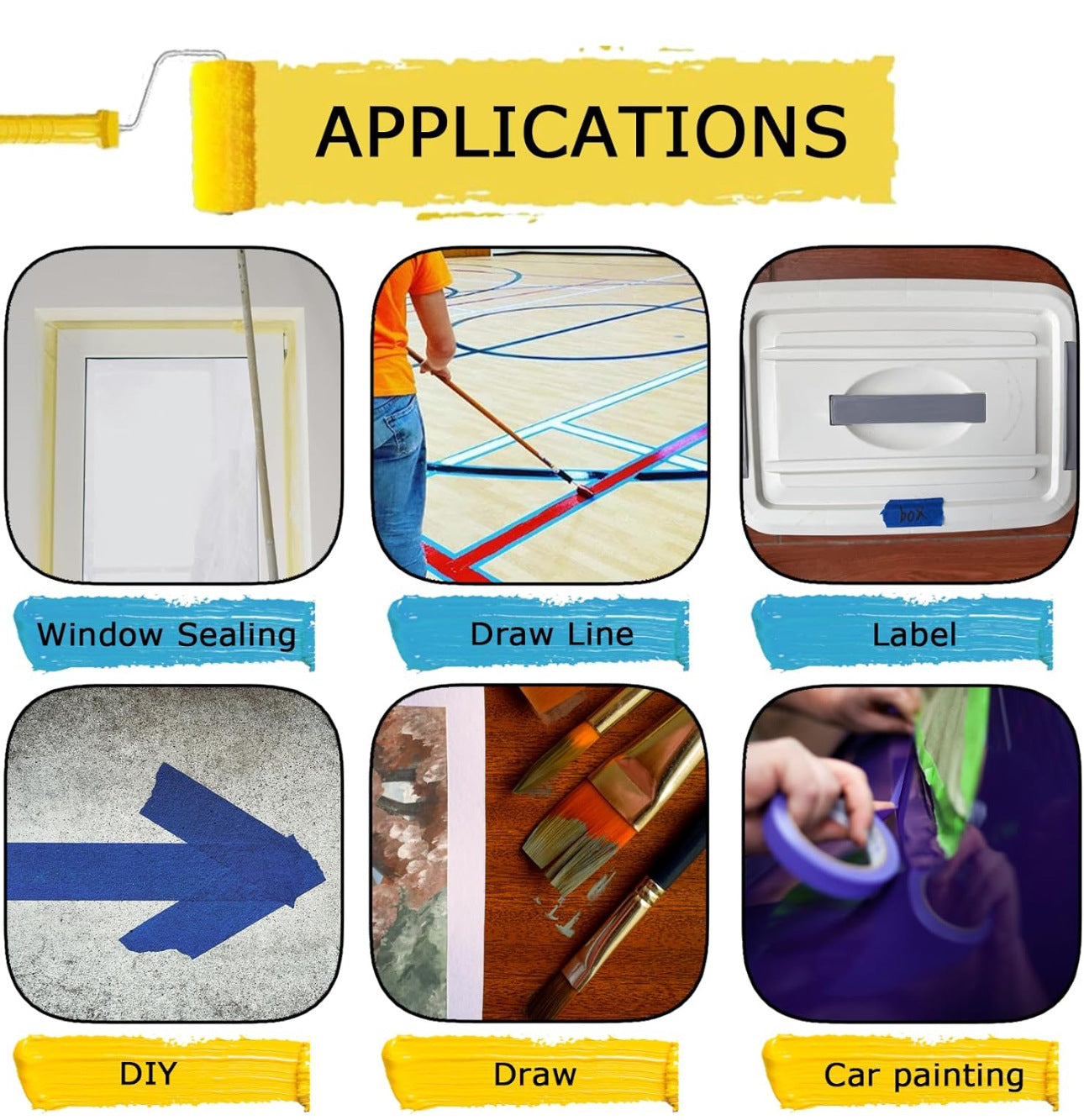 (10-Pack) Professional Blue Painter's Tape  - 14-Day Clean Removal, UV Resistant for Crisp Paint Lines 4