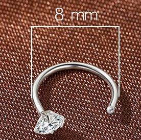 8mm  (4-Pair Set) Minimalist C-Shaped Hoop Earrings with CZ Studs - S999 Sterling Silver 4