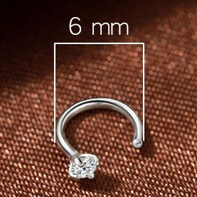6mm  (4-Pair Set) Minimalist C-Shaped Hoop Earrings with CZ Studs - S999 Sterling Silver 4