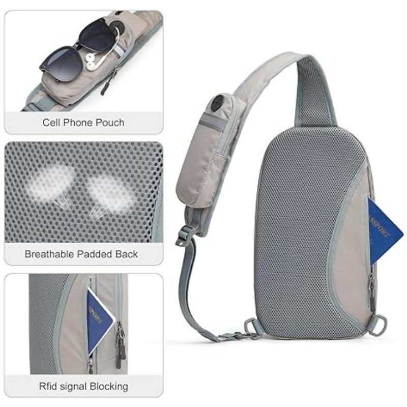 White Lightweight Crossbody Sling Bag - Versatile Chest Daypack for Hiking, Travel & Daily Use 3