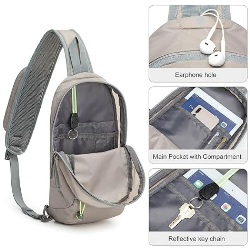 Grey Lightweight Crossbody Sling Bag - Versatile Chest Daypack for Hiking, Travel & Daily Use 4