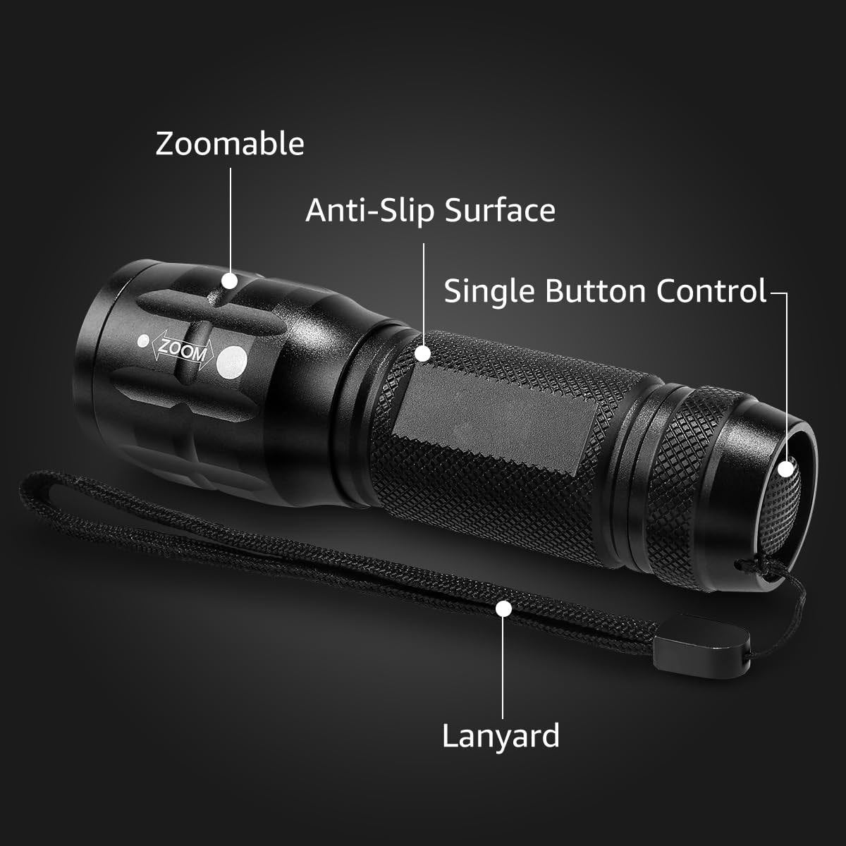 Compact Tactical LED Flashlight - Super Bright 160LM with Adjustable Zoom & Anti-Slip Grip 4