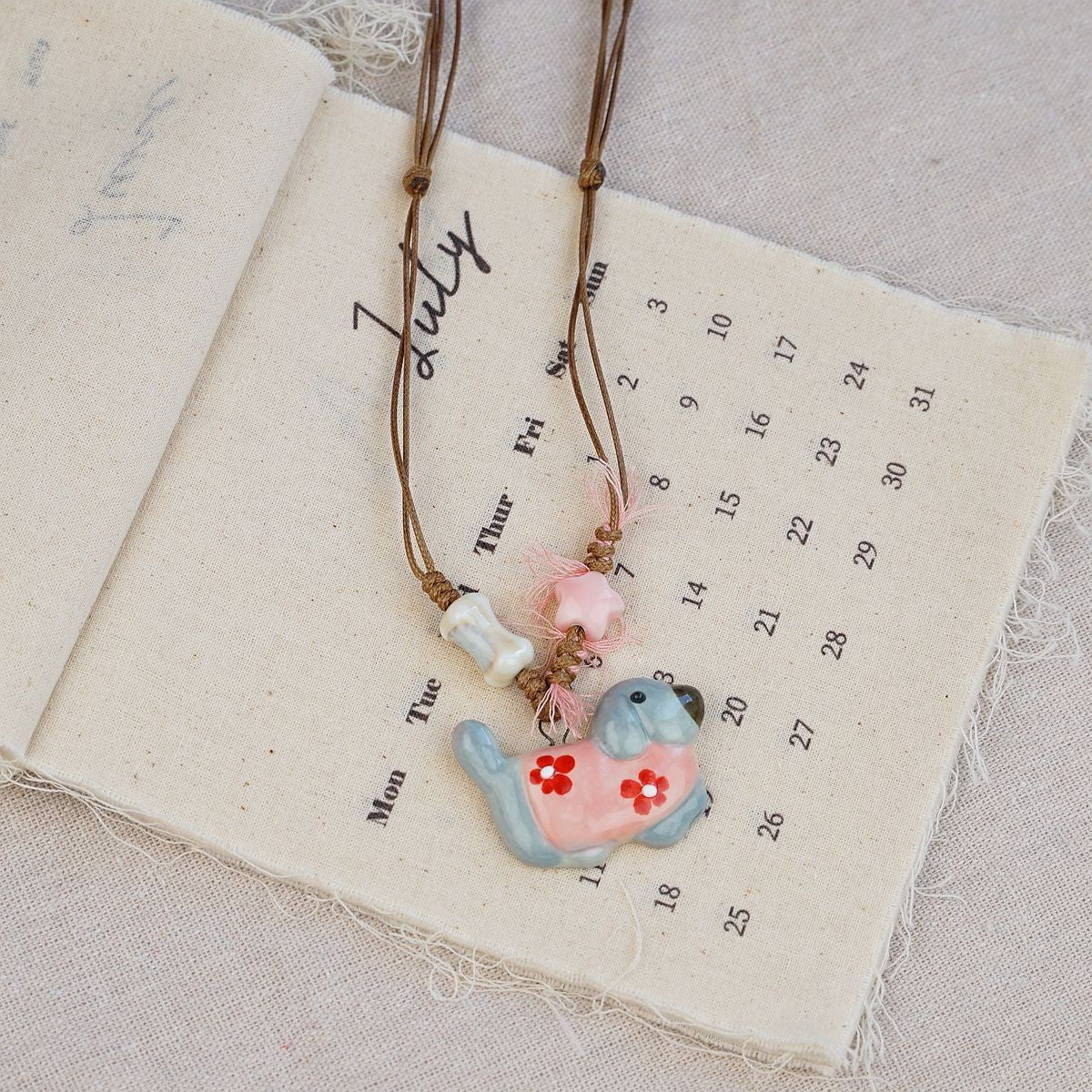 Random 4-Piece Set: Sweet & Fresh Ceramic Dachshund Dog Necklace - Cute Trendy Individual Puppy Pendant, Playful Creative Neckwear 5