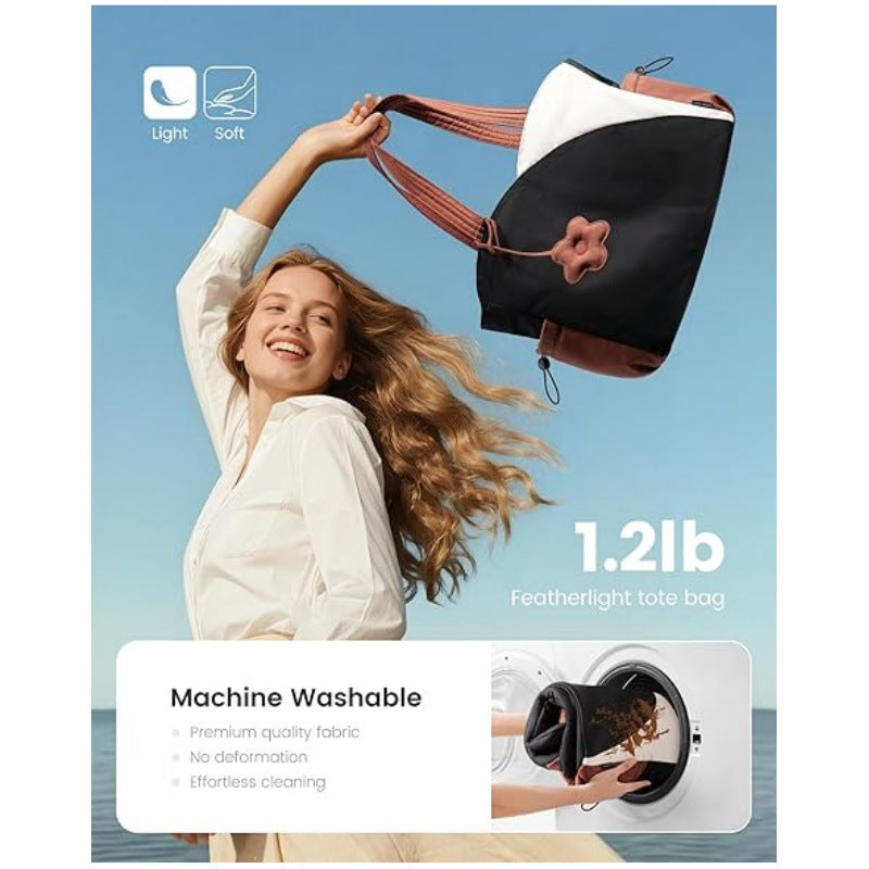 Brown Stylish 16-inch Women's Tote Bag - Teacher & Nurse Puffer Work Bag, Travel & Daily Handbag with Cup Holders 4