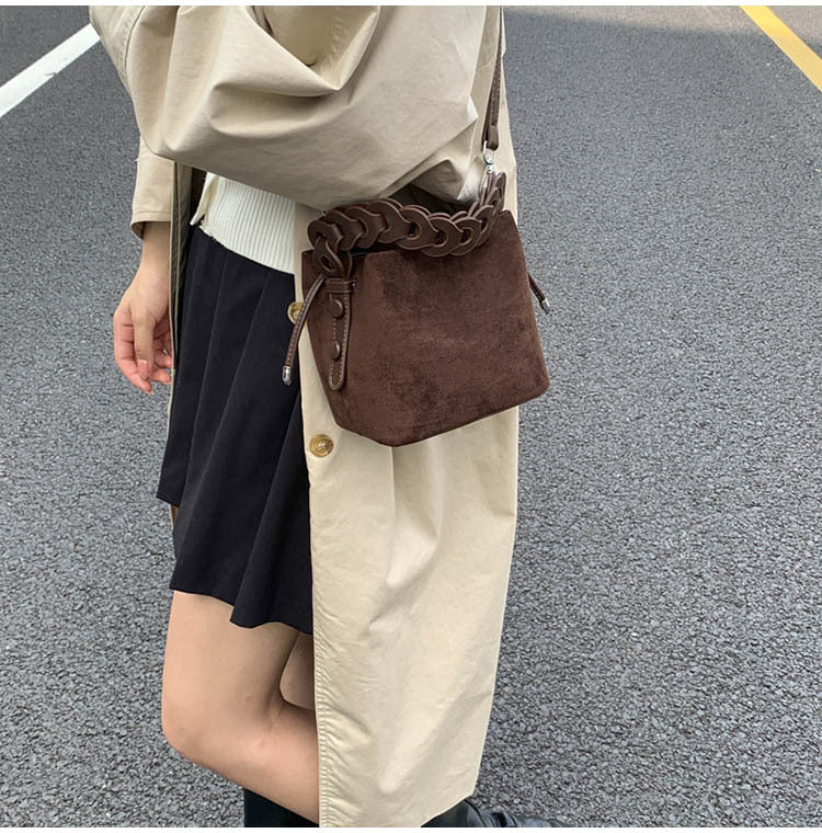 Coffee Retro Maillard Brown Mini Bag - 2025 New Casual Versatile Women's Crossbody & Exquisite Braided Handle Bucket Bag (15x12x14 cm) 4