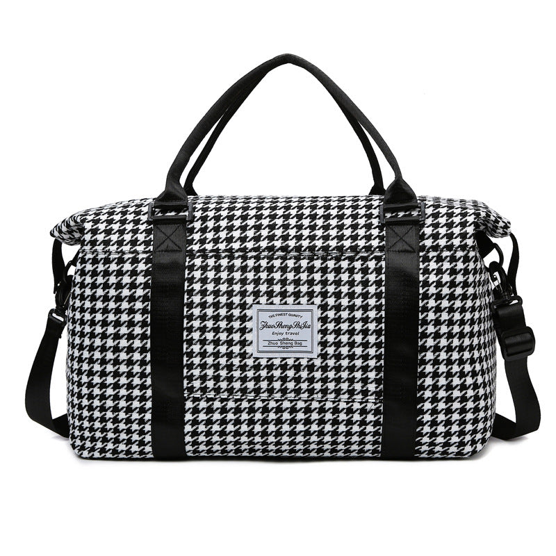 Black Expandable Large Capacity Travel Bag - Short Trip Duffle with Trolley Sleeve, Maternity & Gym Storage (47x17x30 cm)