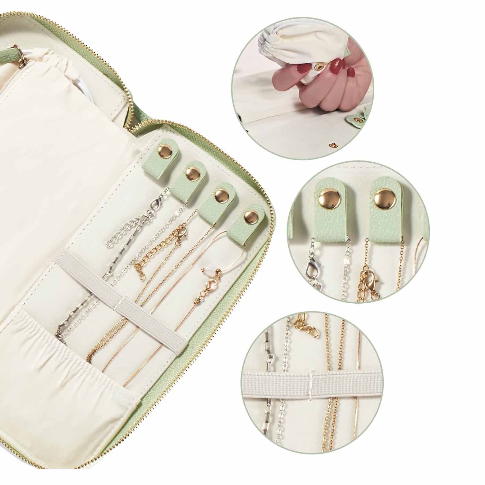Pink Portable Travel Jewelry Organizer - Anti-Tangle Storage for Necklaces, Earrings, Rings & Bracelets (24.9x11.4 cm) 3