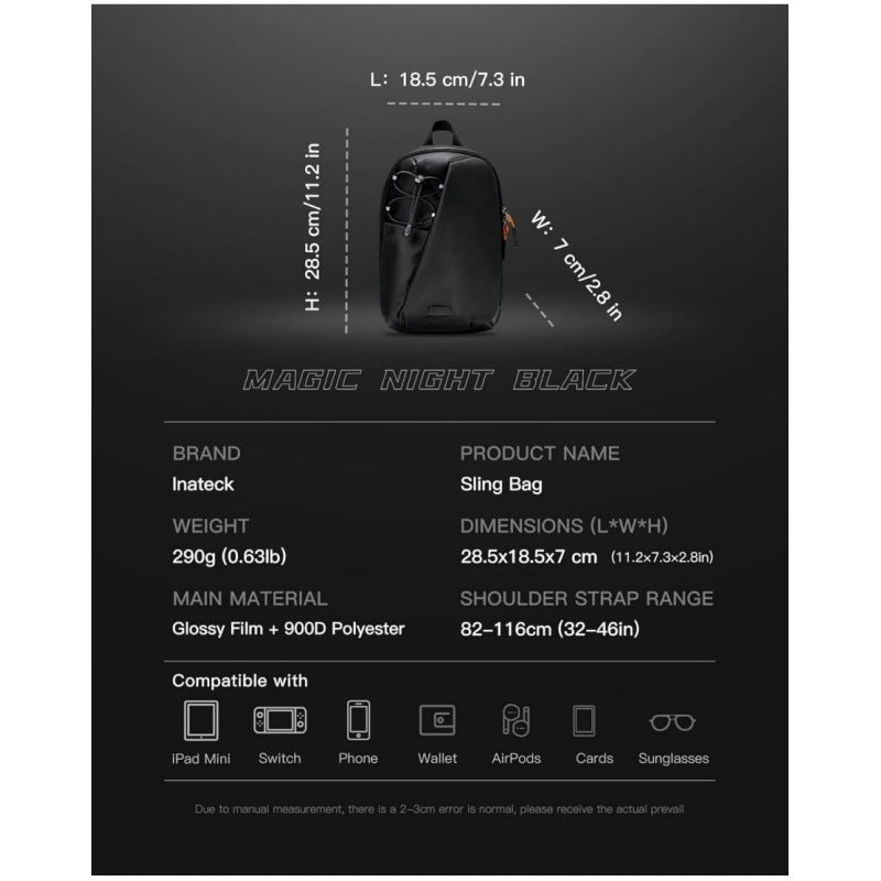 Black Modern Urban Sling Bag Crossbody Chest Pack with Quick Adjustable Strap Compact Daypack for Travel and Daily Commute 4