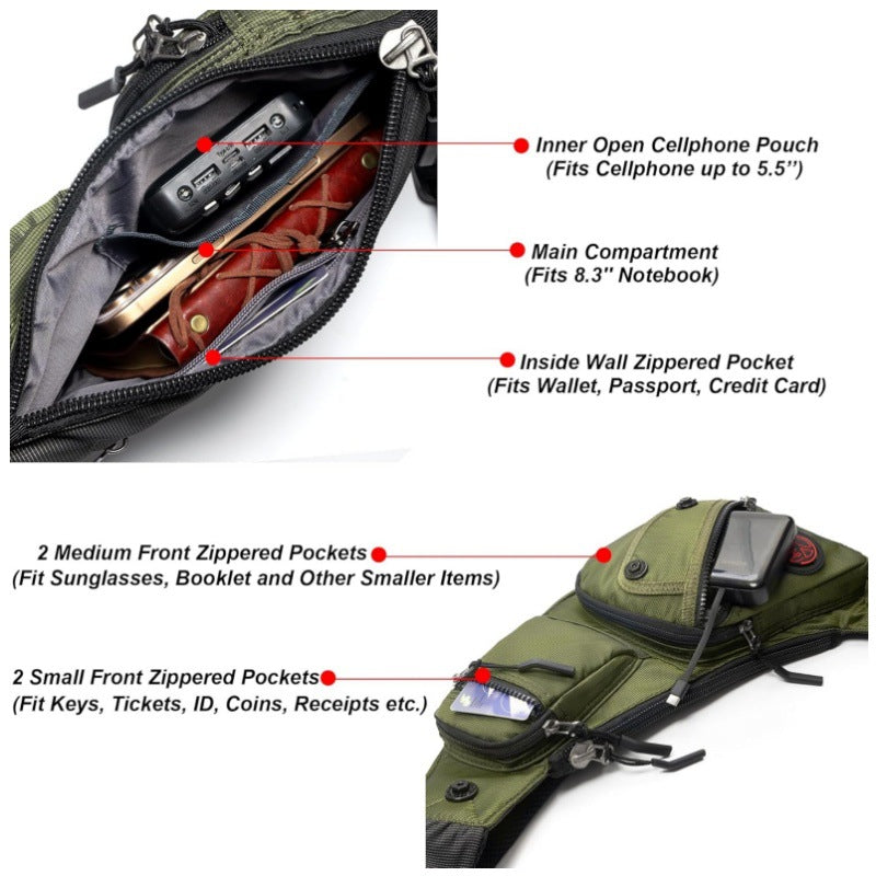 Black Tactical Style Sling Bag Crossbody Chest Pack Lightweight Daypack for Travel Hiking and Cycling Fits 8.3 Inch Notebook Ideal for Australian Outdoors 3