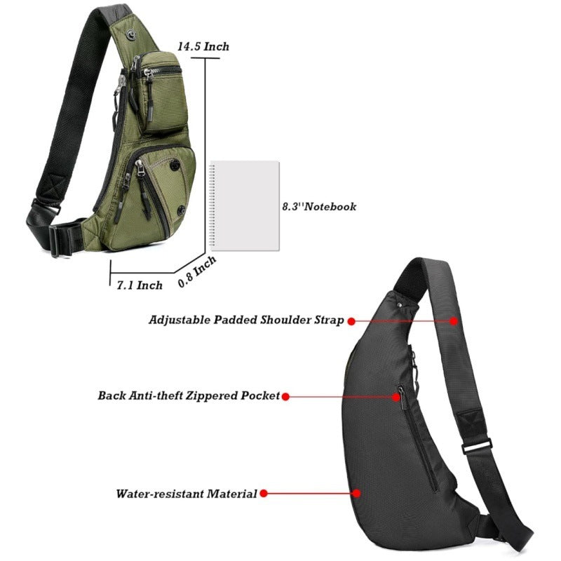 Green Tactical Style Sling Bag Crossbody Chest Pack Lightweight Daypack for Travel Hiking and Cycling Fits 8.3 Inch Notebook Ideal for Australian Outdoors 4