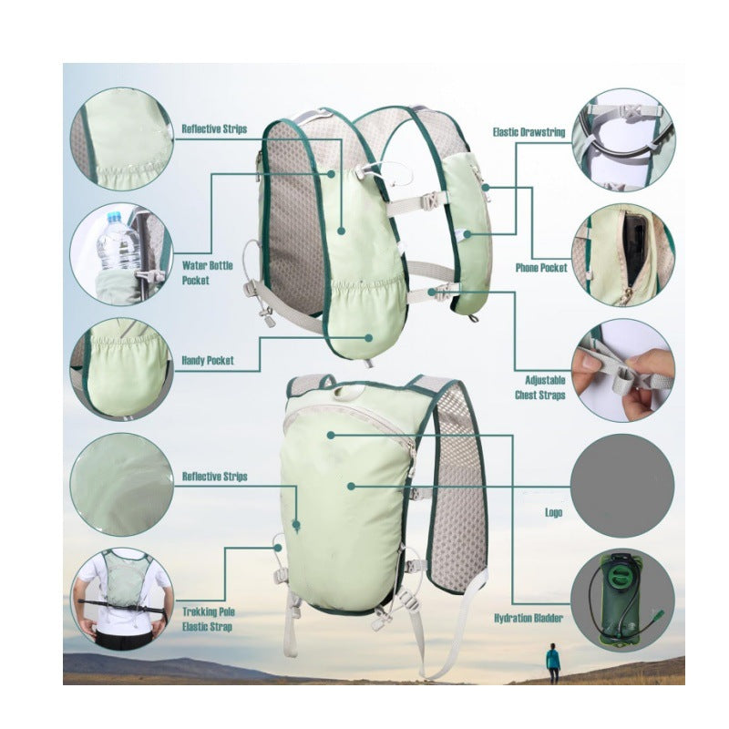 Lightweight Hydration Backpack Running Vest with Adjustable Chest Straps Breathable Trail Running Pack for Cycling and Marathons Fits 24-50 Inch Chest 3