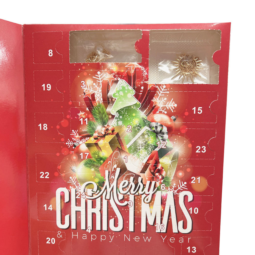 Santa Claus Edition Christmas Jewellery Advent Calendar 24 Day Countdown Blind Box Set Includes Earrings Rings Necklaces and Bracelets Festive Gift for Her 4