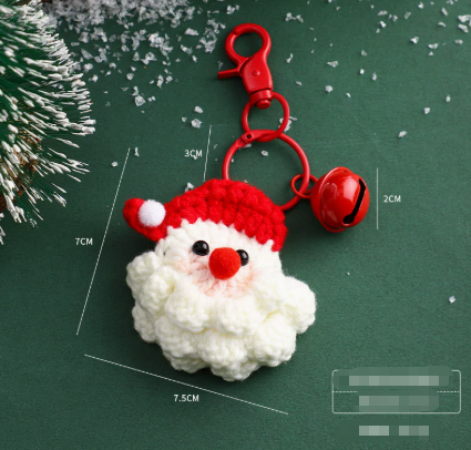 Handmade Christmas Crochet Keychain Knitted Yarn Keyring with Floating Display Case Festive Bag Charm Ideal for Kris Kringle and Stocking Stuffers 3