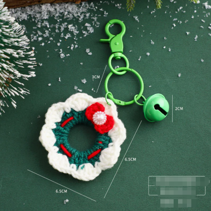 Handmade Christmas Crochet Keychain Knitted Yarn Keyring with Floating Display Case Festive Bag Charm Ideal for Kris Kringle and Stocking Stuffers 6