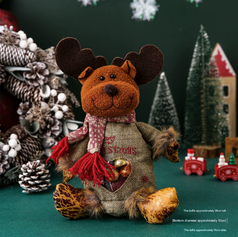 3 Pack Christmas Plush Treat Bags Santa Snowman Reindeer Gift Sacks with Heart Window Cute Holiday Candy Holders Ideal for Kids Parties 4